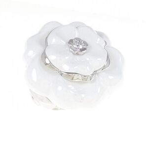 Chanel Camelia Large 750 White Gold Ceramic Diamond Ring